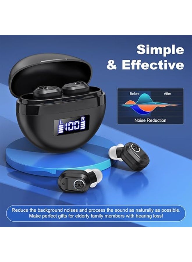 Hearing Aids, Invisible Magnetic Assistive Listening Devices, Contact Charging Box with LED Power Display (Black) - Image 5